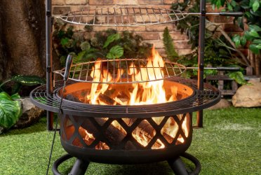 COB10505 Deko Living Wood Burning Bar-B-Q Fire Pit with Grills and Rotisserie